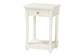 Baxton Studio Terentia Nightstand with Bobbin Legs - 1-Drawer Bedroom Side Table with Storage Shelf, White