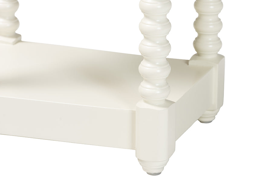 Baxton Studio Terentia Nightstand with Bobbin Legs - 1-Drawer Bedroom Side Table with Storage Shelf, White