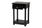 Baxton Studio Terentia Nightstand with Bobbin Legs - 1-Drawer Bedroom Side Table with Storage Shelf, Black