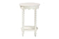Baxton Studio Sally Round Nightstand with Bamboo Inspired Legs - Scalloped Bedroom Side Table with Open Shelf, White