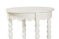 Baxton Studio Sally Round Nightstand with Bamboo Inspired Legs - Scalloped Bedroom Side Table with Open Shelf, White