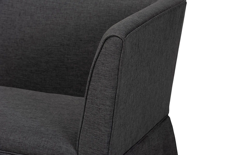 Baxton Studio Randolph 3-Piece Fabric Upholstered Dining Nook Set - Corner Kitchen Banquette with Skirted Base, L-Shaped Breakfast Nook for Small Spaces, Dark Grey