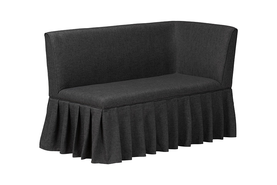 Baxton Studio Bryna 2-Piece Fabric Upholstered Dining Nook Bench Set - Corner Kitchen Banquette Seating with Skirted Base, L-Shaped Breakfast Nook for Small Spaces, Dark Grey