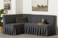 Baxton Studio Bryna 2-Piece Fabric Upholstered Dining Nook Bench Set - Corner Kitchen Banquette Seating with Skirted Base, L-Shaped Breakfast Nook for Small Spaces, Dark Grey