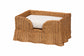 bali & pari Belita Natural Rattan Pet Bed with Scalloped Base - Handwoven Wicker Enclosed Lounge Bed for Dogs or Cats with Removable Cushion, 27.6"