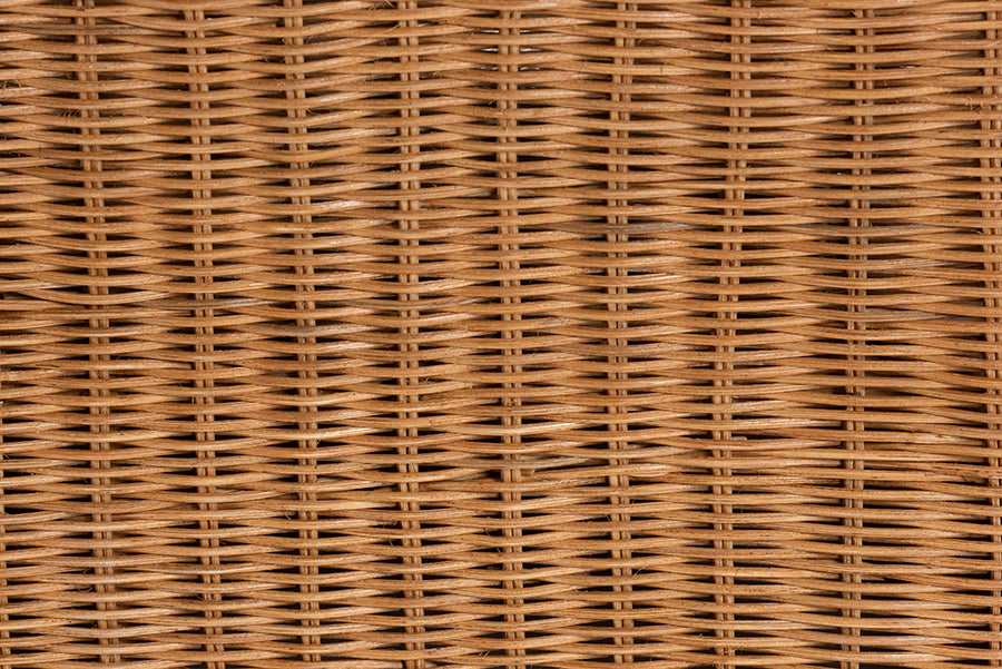 bali & pari Belita Natural Rattan Pet Bed with Scalloped Base - Handwoven Wicker Enclosed Lounge Bed for Dogs or Cats with Removable Cushion, 27.6"