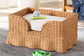 bali & pari Belita Natural Rattan Pet Bed with Scalloped Base - Handwoven Wicker Enclosed Lounge Bed for Dogs or Cats with Removable Cushion, 27.6"