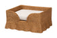 bali & pari Belita Natural Rattan Pet Bed with Scalloped Base - Handwoven Wicker Enclosed Lounge Bed for Dogs or Cats with Removable Cushion, 30.2"