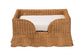 bali & pari Belita Natural Rattan Pet Bed with Scalloped Base - Handwoven Wicker Enclosed Lounge Bed for Dogs or Cats with Removable Cushion, 30.2"