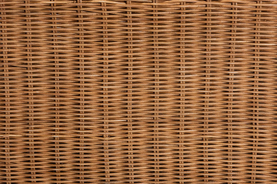 bali & pari Belita Natural Rattan Pet Bed with Scalloped Base - Handwoven Wicker Enclosed Lounge Bed for Dogs or Cats with Removable Cushion, 30.2"