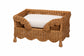 bali & pari Papina Natural Rattan Pet Bed with Scalloped Sides - Handwoven Wicker Enclosed Lounge Bed for Dogs and Cats with Removable Cushion, 25.6"