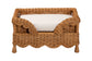 bali & pari Papina Natural Rattan Pet Bed with Scalloped Sides - Handwoven Wicker Enclosed Lounge Bed for Dogs and Cats with Removable Cushion, 25.6"