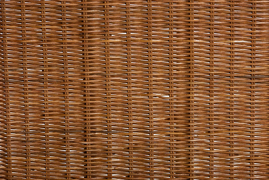 bali & pari Papina Natural Rattan Pet Bed with Scalloped Sides - Handwoven Wicker Enclosed Lounge Bed for Dogs and Cats with Removable Cushion, 25.6"