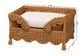 bali & pari Papina Natural Rattan Pet Bed with Scalloped Sides - Handwoven Wicker Enclosed Lounge Bed for Dogs and Cats with Removable Cushion, 25.6"