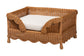 bali & pari Papina Natural Rattan Pet Bed with Scalloped Sides - Handwoven Wicker Enclosed Lounge Bed for Dogs and Cats with Removable Cushion, 31.5"