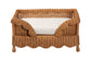 bali & pari Papina Natural Rattan Pet Bed with Scalloped Sides - Handwoven Wicker Enclosed Lounge Bed for Dogs and Cats with Removable Cushion, 31.5"