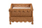 bali & pari Papina Natural Rattan Pet Bed with Scalloped Sides - Handwoven Wicker Enclosed Lounge Bed for Dogs and Cats with Removable Cushion, 31.5"