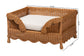 bali & pari Papina Natural Rattan Pet Bed with Scalloped Sides - Handwoven Wicker Enclosed Lounge Bed for Dogs and Cats with Removable Cushion, 31.5"
