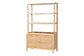 bali & pari Mortis Natural Rattan Open-Shelf Storage Cabinet - 4-Tier Display Shelf with Double Door Base, Coastal Boho Wicker Bookcase or Hutch for Living, Dining Room or Office Organization
