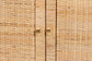 bali & pari Mortis Natural Rattan Open-Shelf Storage Cabinet - 4-Tier Display Shelf with Double Door Base, Coastal Boho Wicker Bookcase or Hutch for Living, Dining Room or Office Organization