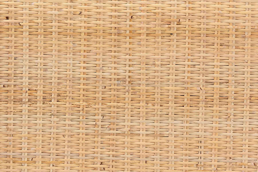 bali & pari Mortis Natural Rattan Open-Shelf Storage Cabinet - 4-Tier Display Shelf with Double Door Base, Coastal Boho Wicker Bookcase or Hutch for Living, Dining Room or Office Organization