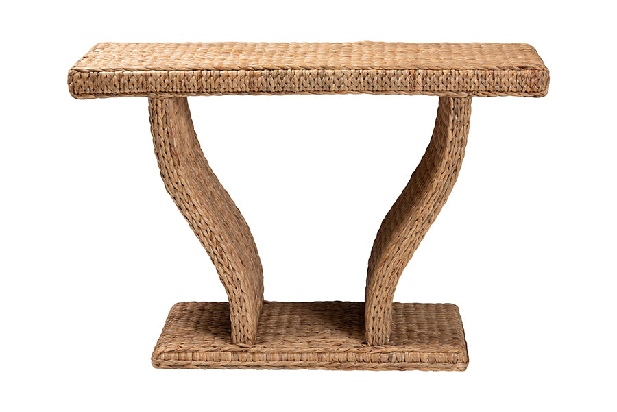 bali & pari Alyssa Seagrass Console Table - Handwoven Display Table with Sculptural Frame for Entryway, Hallway, or Living Room