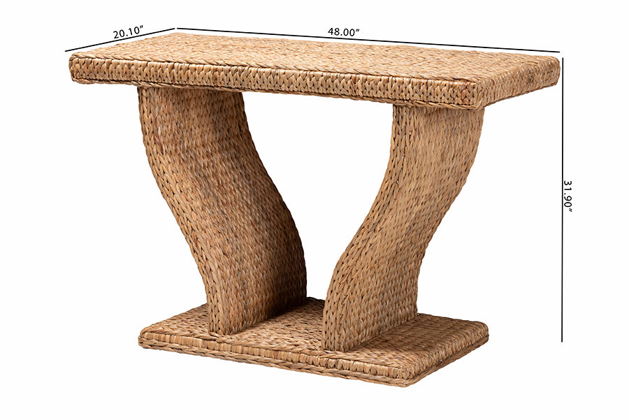 bali & pari Alyssa Seagrass Console Table - Handwoven Display Table with Sculptural Frame for Entryway, Hallway, or Living Room