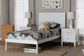 Baxton Studio Lara Twin 3-Piece Bedroom Set - Modern Wood Bed Frame with Matching Nightstands, Decorative Laser-Cut Headboard Overlay, White