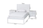 Baxton Studio Lara Twin 3-Piece Bedroom Set - Modern Wood Bed Frame with Matching Nightstands, Decorative Laser-Cut Headboard Overlay, White
