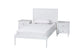 Baxton Studio Lara Twin 3-Piece Bedroom Set - Modern Wood Bed Frame with Matching Nightstands, Decorative Laser-Cut Headboard Overlay, White