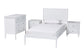 Baxton Studio Lara Twin 4-Piece Bedroom Set - Modern Wood Bed Frame with Matching Nightstands and Dresser, Decorative Laser-Cut Overlay, White