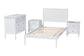 Baxton Studio Lara Twin 4-Piece Bedroom Set - Modern Wood Bed Frame with Matching Nightstands and Dresser, Decorative Laser-Cut Overlay, White