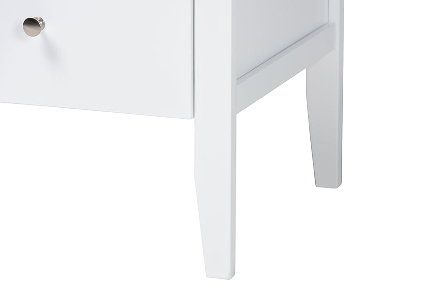 Baxton Studio Lara Twin 4-Piece Bedroom Set - Modern Wood Bed Frame with Matching Nightstands and Dresser, Decorative Laser-Cut Overlay, White