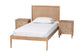 Baxton Studio Lara Twin 3-Piece Bedroom Set - Modern Wood Bed Frame with Matching Nightstands, Decorative Laser-Cut Headboard Overlay, Oak Brown