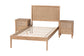 Baxton Studio Lara Twin 3-Piece Bedroom Set - Modern Wood Bed Frame with Matching Nightstands, Decorative Laser-Cut Headboard Overlay, Oak Brown