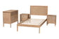 Baxton Studio Lara Twin 4-Piece Bedroom Set - Modern Wood Bed Frame with Matching Nightstands and Dresser, Decorative Laser-Cut Overlay, oak Brown