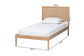 Baxton Studio Lara Twin Platform Bed - Modern Wood Bed Frame with Laser-Cut Decorative Headboard Overlay, Oak Brown