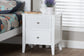 Baxton Studio Lara Nightstand - 2-Drawer Bedside Table with Laser-Cut Geometric Overlay for Bedroom or Guest Room, White