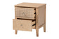 Baxton Studio Lara Nightstand - 2-Drawer Bedside Table with Laser-Cut Geometric Overlay for Bedroom or Guest Room, Oak Brown