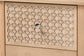 Baxton Studio Lara Nightstand - 2-Drawer Bedside Table with Laser-Cut Geometric Overlay for Bedroom or Guest Room, Oak Brown