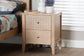 Baxton Studio Lara Nightstand - 2-Drawer Bedside Table with Laser-Cut Geometric Overlay for Bedroom or Guest Room, Oak Brown