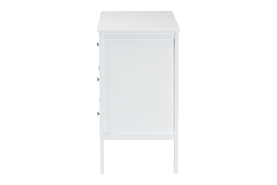 Baxton Studio Lara Dresser - 6-Drawer Bedroom Storage Chest with Laser-Cut Geometric Overlay for Clothing and Organization, White