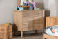 Baxton Studio Lara Dresser - 6-Drawer Bedroom Storage Chest with Laser-Cut Geometric Overlay for Clothing and Organization, Oak Brown