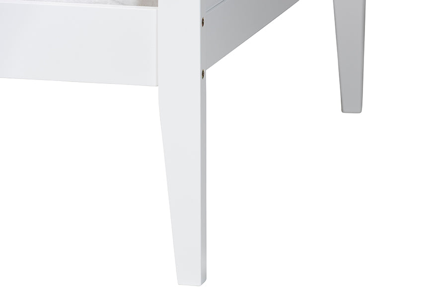 Baxton Studio Lara Twin Daybed - Modern Wood Bed Frame with Wraparound Laser-Cut Decorative Headboard Overlay, White