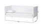 Baxton Studio Lara Twin Daybed - Modern Wood Bed Frame with Wraparound Laser-Cut Decorative Headboard Overlay, White