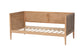 Baxton Studio Lara Twin Daybed - Modern Wood Bed Frame with Wraparound Laser-Cut Decorative Headboard Overlay, Oak Brown
