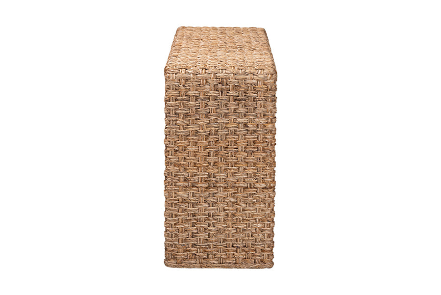 bali & pari Alda Handwoven Seagrass Console Table - Rustic Wicker Waterfall Accent Table for Living Room, Hallway, or Entryway