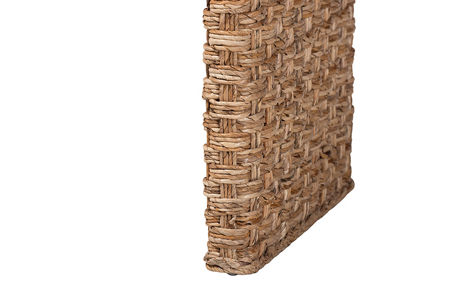 bali & pari Alda Handwoven Seagrass Console Table - Rustic Wicker Waterfall Accent Table for Living Room, Hallway, or Entryway