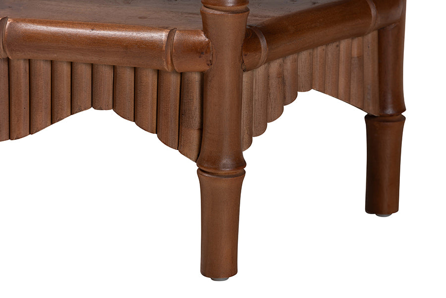 bali & pari Alessa Mahogany Wood Console Table - Fluted Wood Accent Table with Bamboo Motif and Two-Tier Display for Living Room, Entryway, or Hallway, 32 in.