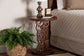 bali & pari Donna Nightstand with Pedestal Base - Mahogany Wood Bedside Side Table with Round Tabletop